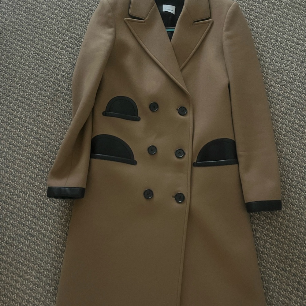 Burberry Tan Trench Coat with Black Accents